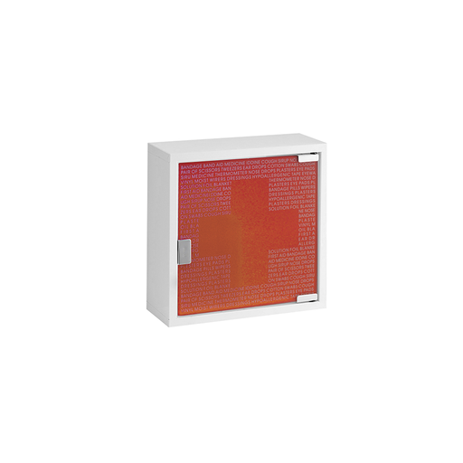 [PP-IFA-AP-1VR] Armoire à pharmacie design, porte en métal laqué blanche et porte rouge en verre trempé.